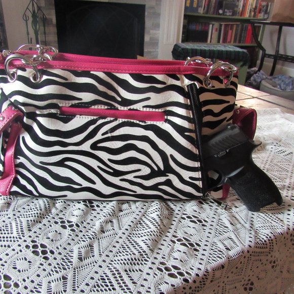 😀Concealed Carry bag HOT PINK ZEBRA RHINESTONE - Picture 7 of 7